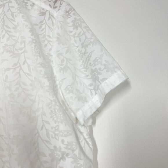 Vintage NOTATIONS Cotton 2 Pcs Button Up Top White Floral Print Sheer Sz XL - Picture 4 of 9